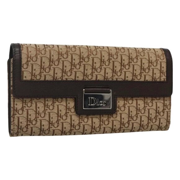 Christian Dior Trotter Canvas Wallet Beige Silver Auth yk17562V - Picture 1 of 14